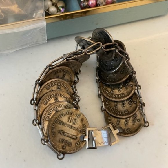 Italy Jewelry - Vintage 1930s Republic Of San Marino Italian Coin Bracelet 8 inches 1928 Antique